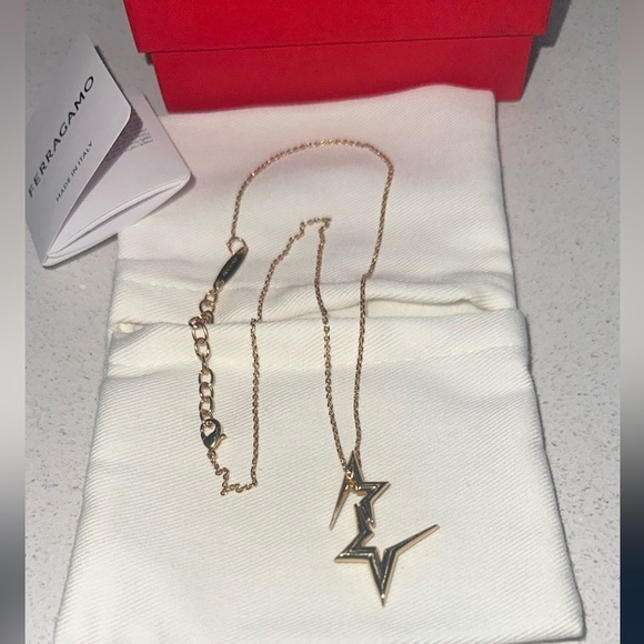 Salvatore Ferragamo Double Star Gold Adjustable Chain...